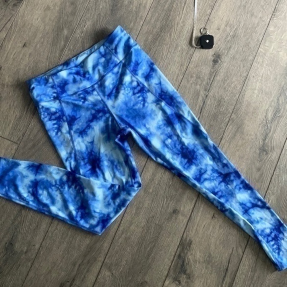 Avia pants L 12-14 blue tie dye workout leggings